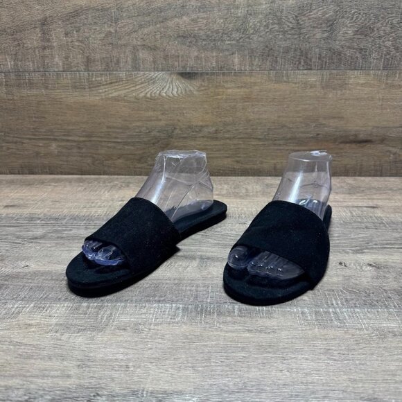 J. Crew Black Microsuede Single Strap Sandal Women's Size 8 - Picture 1 of 6